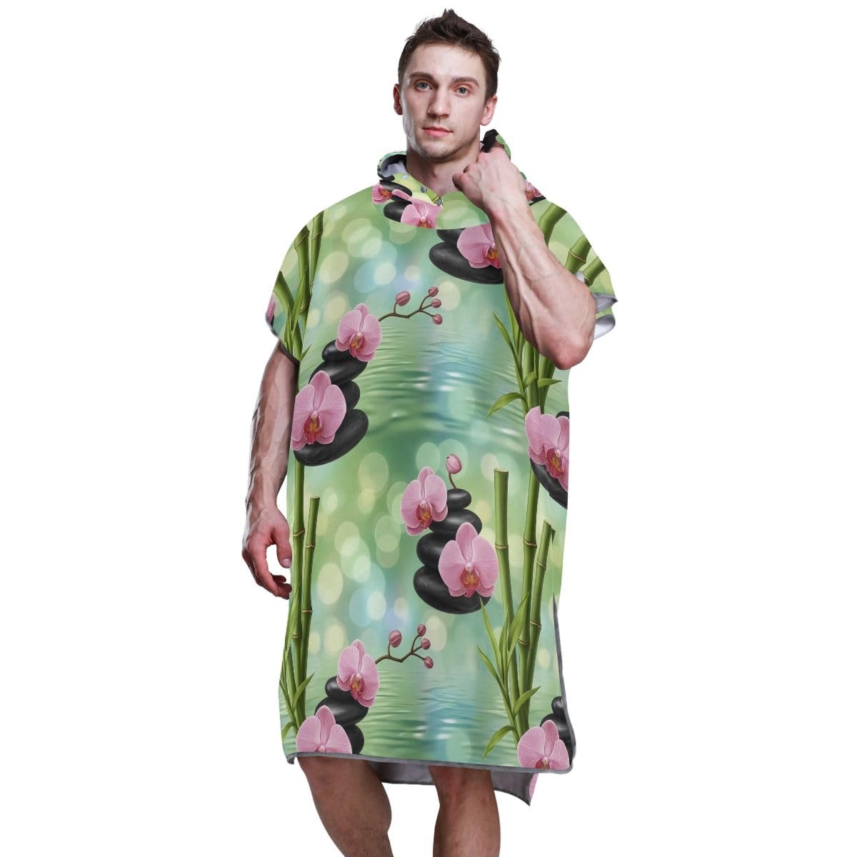 Amazon.com: Joisal Black Pink Orchid Green Surf Poncho Changing